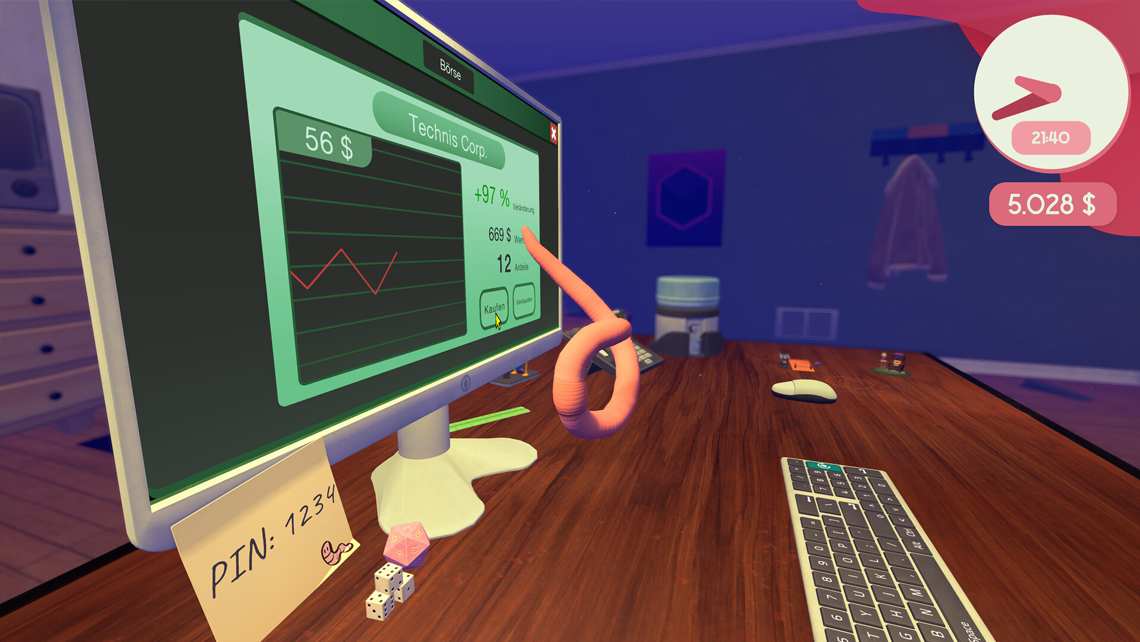Screenshot aus dem Cozy Game Worming from Home